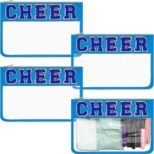 4 Pcs Cheer Makeup Bag Cheerleader Clear Letter Chenille Patch Bag Nylon Makeup